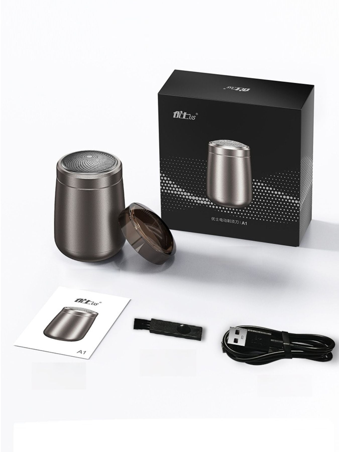 Dark gray portable mini electric shaver by Trendsi, compact design suitable for travel and quick grooming.