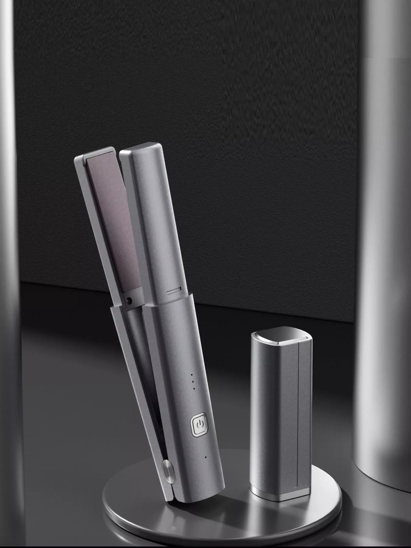 Trendsi portable rechargeable dark gray hair straightener with a compact design for easy styling on the go.