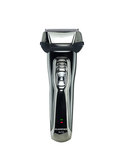 Dark gray Trendsi rechargeable electric shaver with one-size design, featuring dual foil heads for a close, smooth shave.