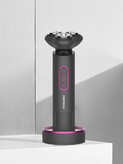 Dark gray rechargeable rotary shaver from Trendsi with a sleek, compact design for easy grooming and facial hair removal.