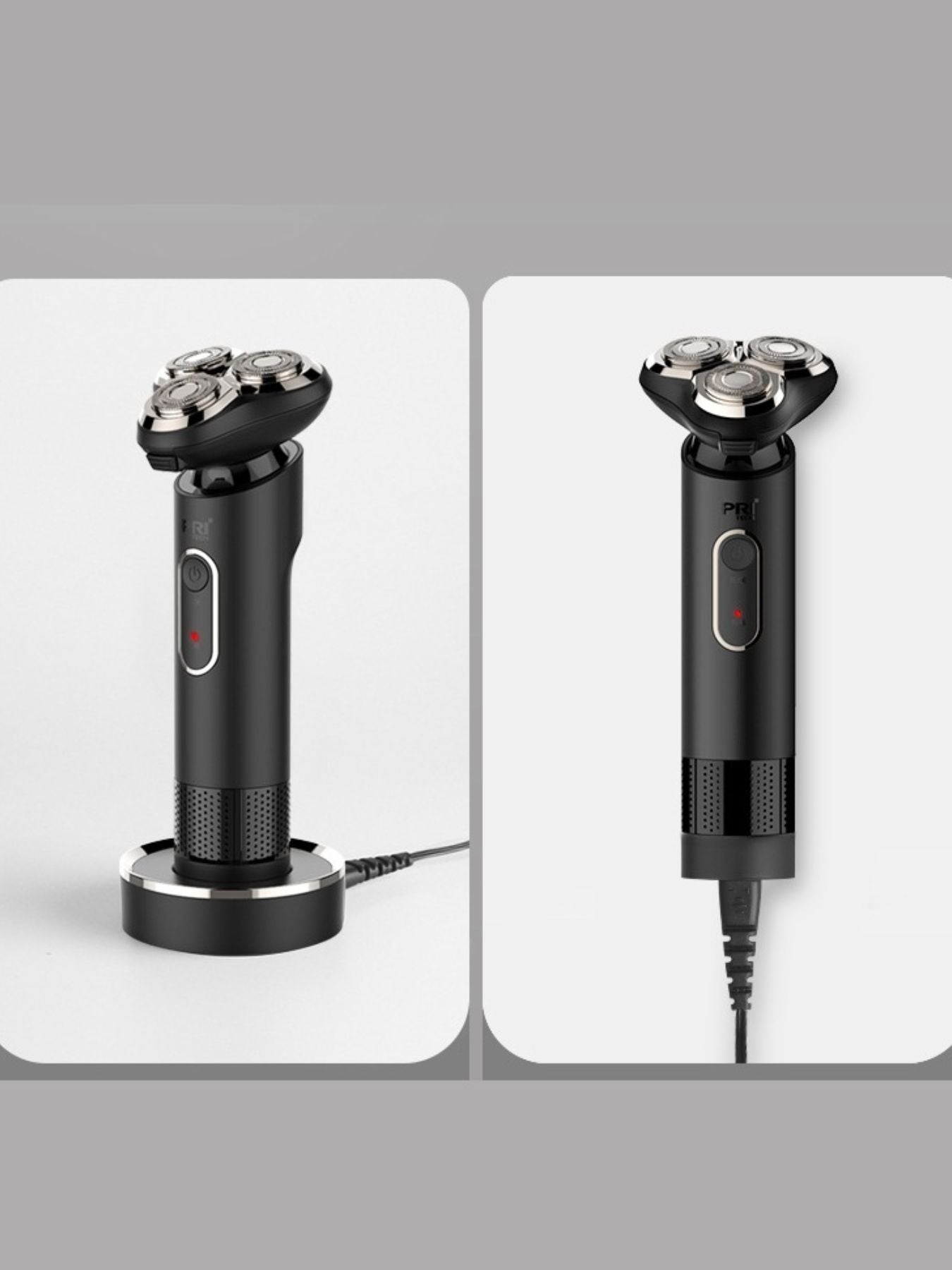 Dark gray rechargeable rotary shaver by Trendsi with a sleek, compact design for easy grooming.
