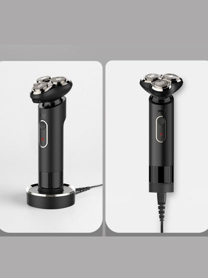 Dark gray rechargeable rotary shaver by Trendsi with a sleek, compact design for easy grooming.