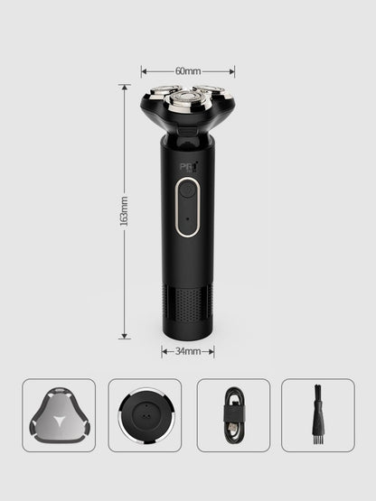 Dark gray Trendsi rechargeable rotary shaver with multiple rotary blades and ergonomic handle for a close, comfortable shave.