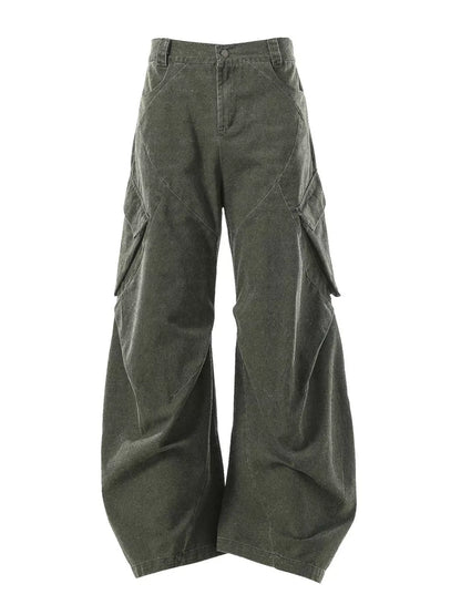 Dark gray men's cargo pants with multiple pockets by Trendsi, showcasing a relaxed fit and functional design.