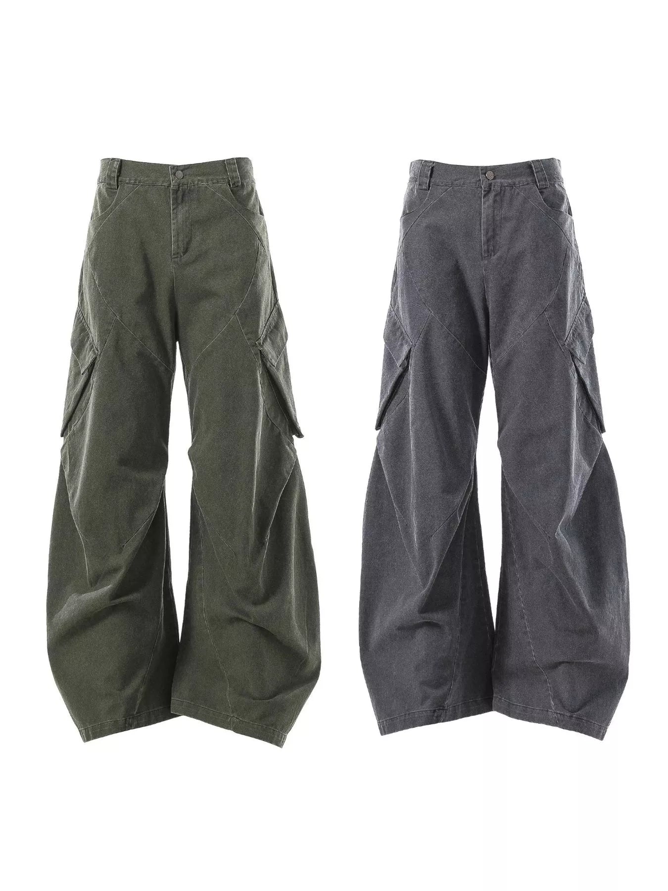 Men's dark gray cargo pants with multiple pockets, Trendsi brand, featuring a relaxed fit and practical utility design.
