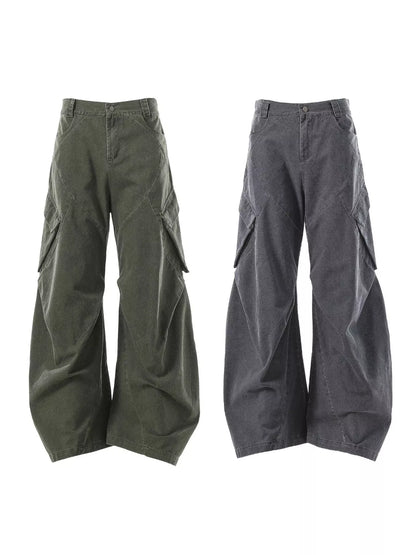 Men's dark gray cargo pants with multiple pockets, Trendsi brand, featuring a relaxed fit and practical utility design.