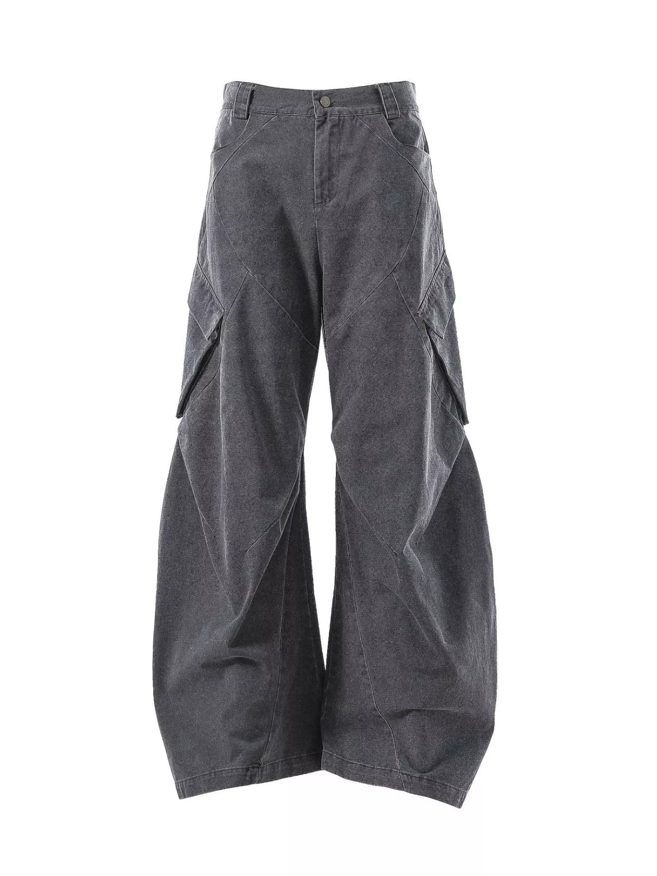 Men's dark gray cargo pants with multiple pockets from Trendsi, featuring a relaxed fit and functional storage options.