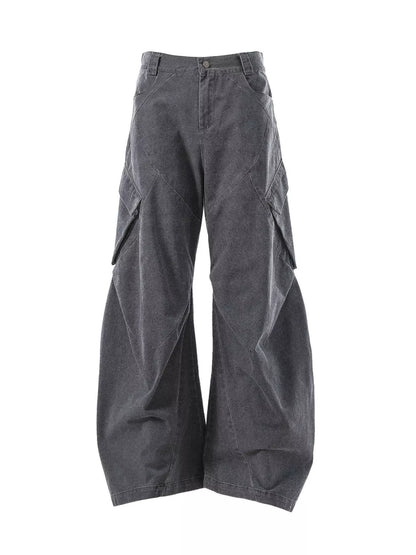 Men's dark gray cargo pants with multiple pockets from Trendsi, featuring a relaxed fit and functional storage options.