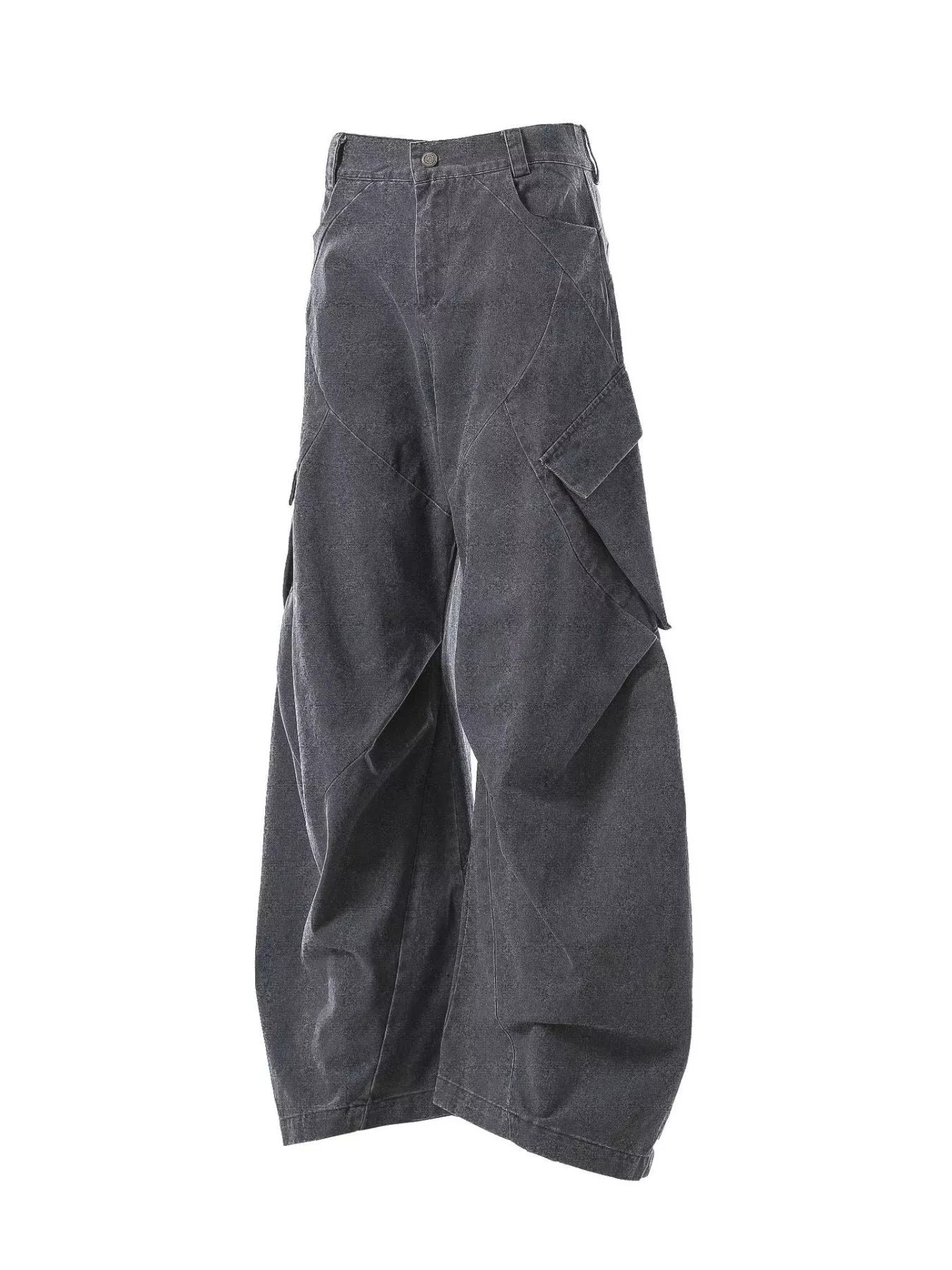 Men's dark gray cargo pants with multiple pockets, stylish and functional, by Trendsi, shown on a model.