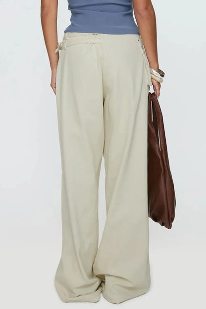 Dark gray wide-leg jeans with pockets from Trendsi, featuring a relaxed fit and casual style.