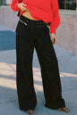 Dark gray wide leg jeans with pockets from Trendsi, showing a relaxed fit and stylish design.