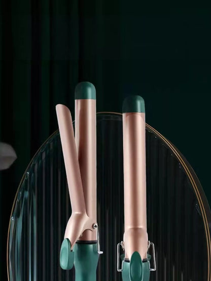 Dark green adjustable temperature curling iron wand by Trendsi with European plug, suitable for creating styled curls and waves.