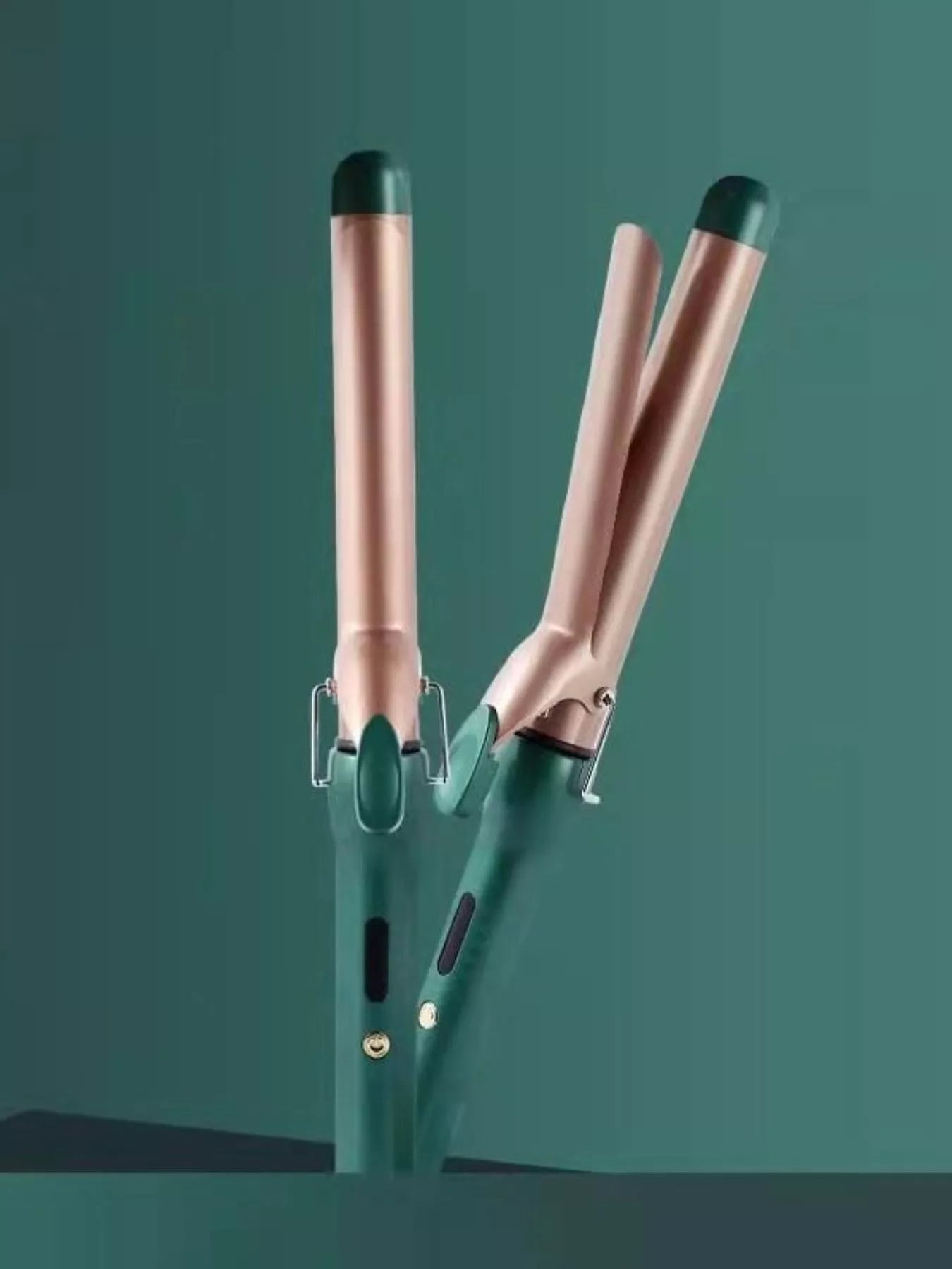 Dark green adjustable temperature curling iron wand by Trendsi with European plug, featuring a sleek design for versatile styling.