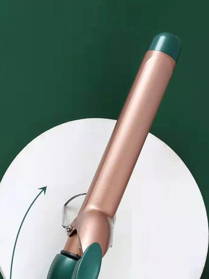 Dark green adjustable temperature curling iron wand by Trendsi with European plug, perfect for creating stylish curls.