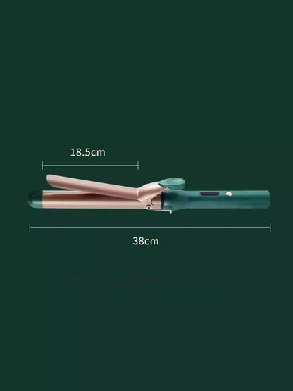Dark green adjustable temperature curling iron wand by Trendsi with European plug for versatile hair styling.