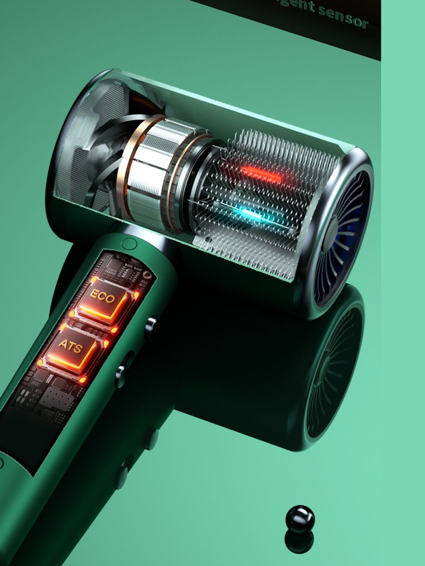 Dark green Trendsi high-speed hair dryer with European plug, featuring constant temperature technology for quick styling.