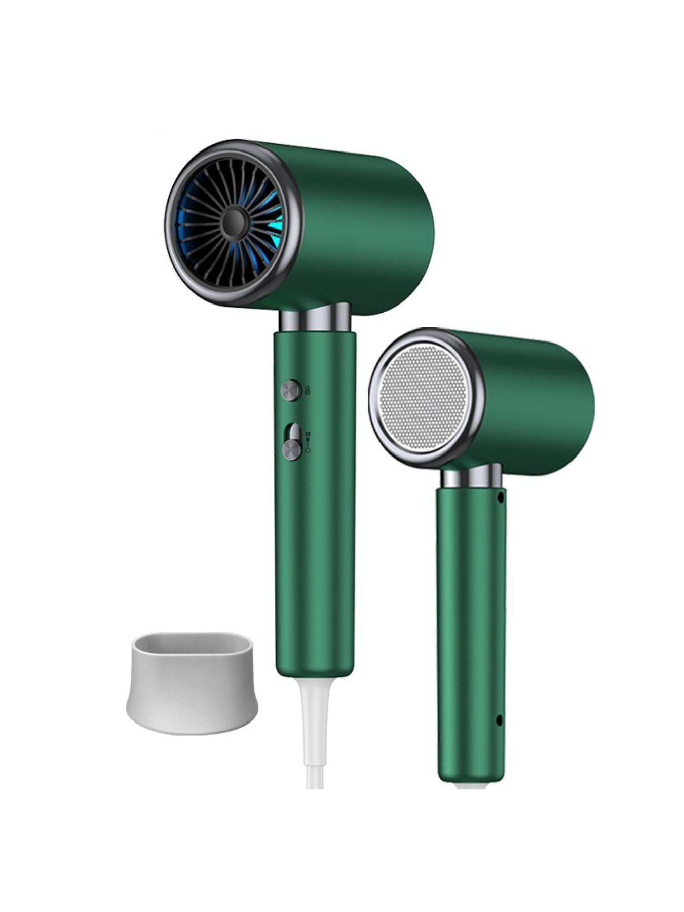 Dark green Trendsi negative ion hair dryer with European plug, showcasing its sleek design and ergonomic handle.