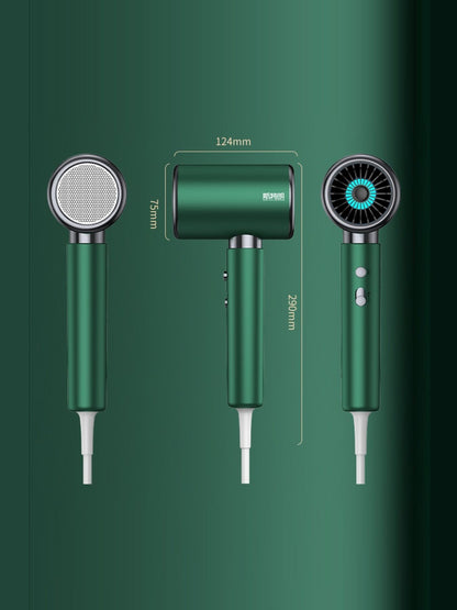 Dark green Trendsi negative ion hair dryer with European plug, showcasing its sleek design and handheld styling tool.