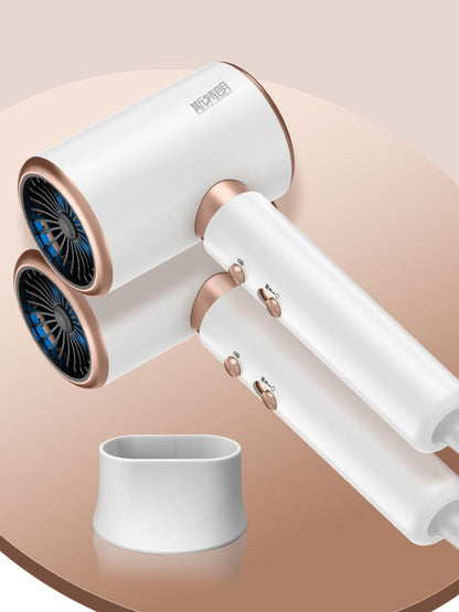 Dark green Trendsi negative ion hair dryer with European plug, showing the compact handheld design and control buttons.