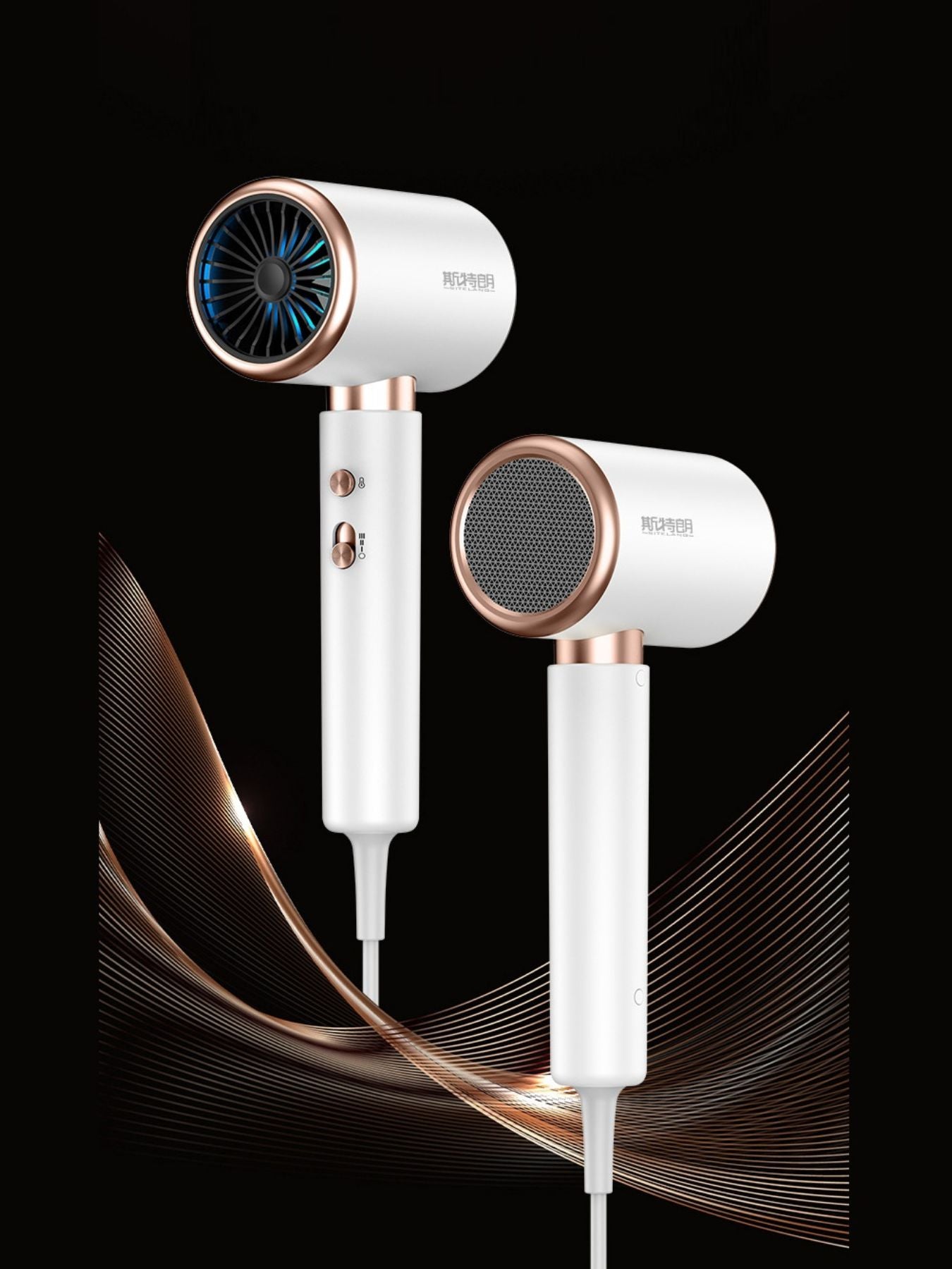 Dark green Trendsi negative ion hair dryer with European plug, showcasing its sleek design and professional styling features.