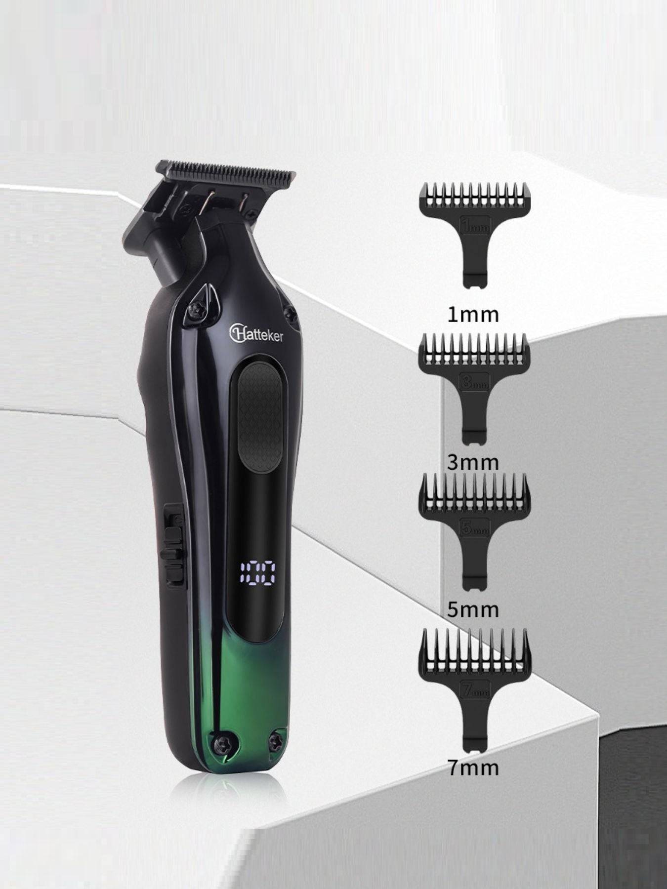 Dark green portable cordless hair clipper by Trendsi, compact design with adjustable blades for easy grooming.