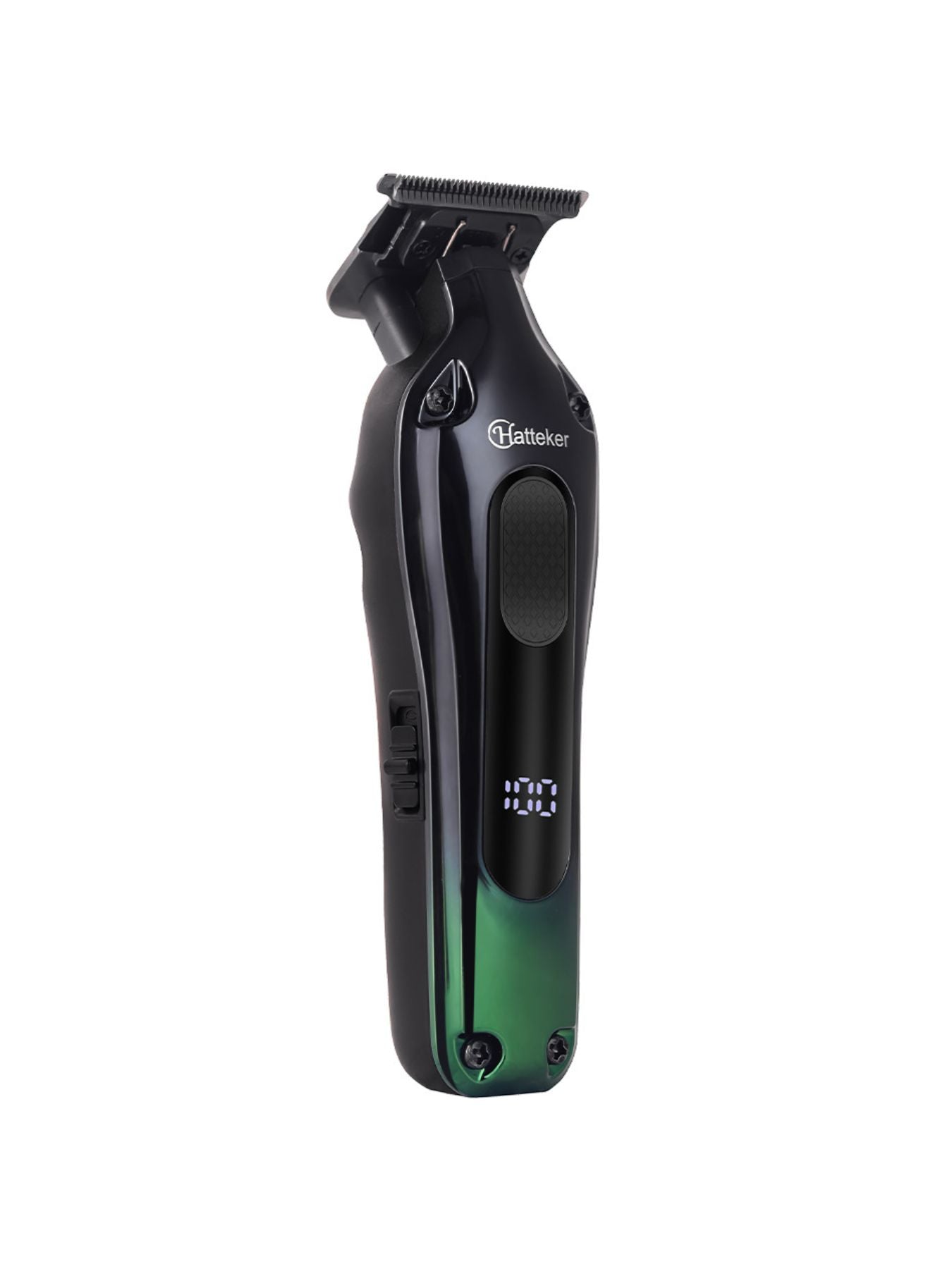 Dark green Trendsi portable cordless hair clipper with ergonomic design and adjustable blades for easy styling.