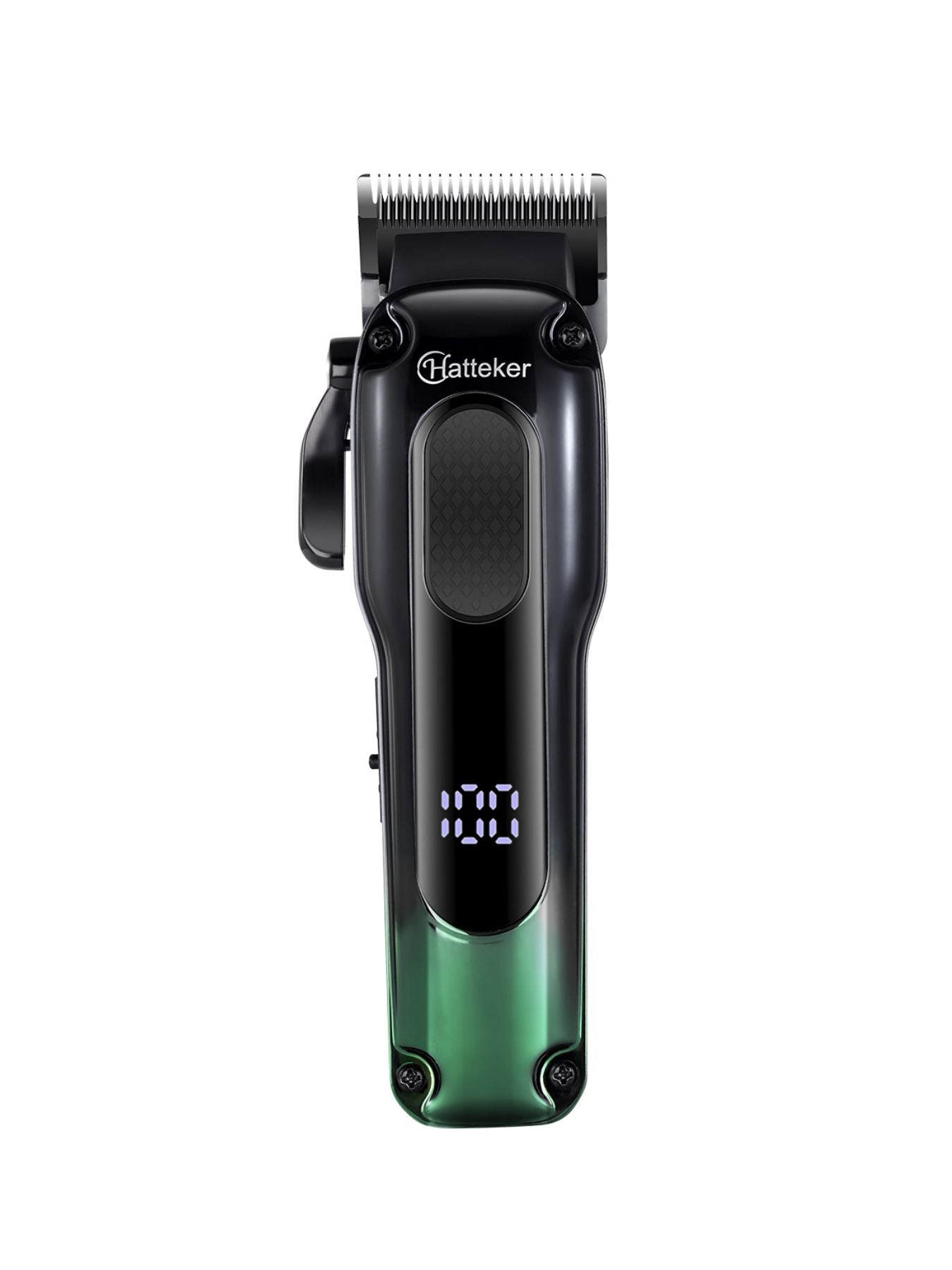 Dark green portable cordless hair clipper by Trendsi, compact design with adjustable blades for easy hair trimming.