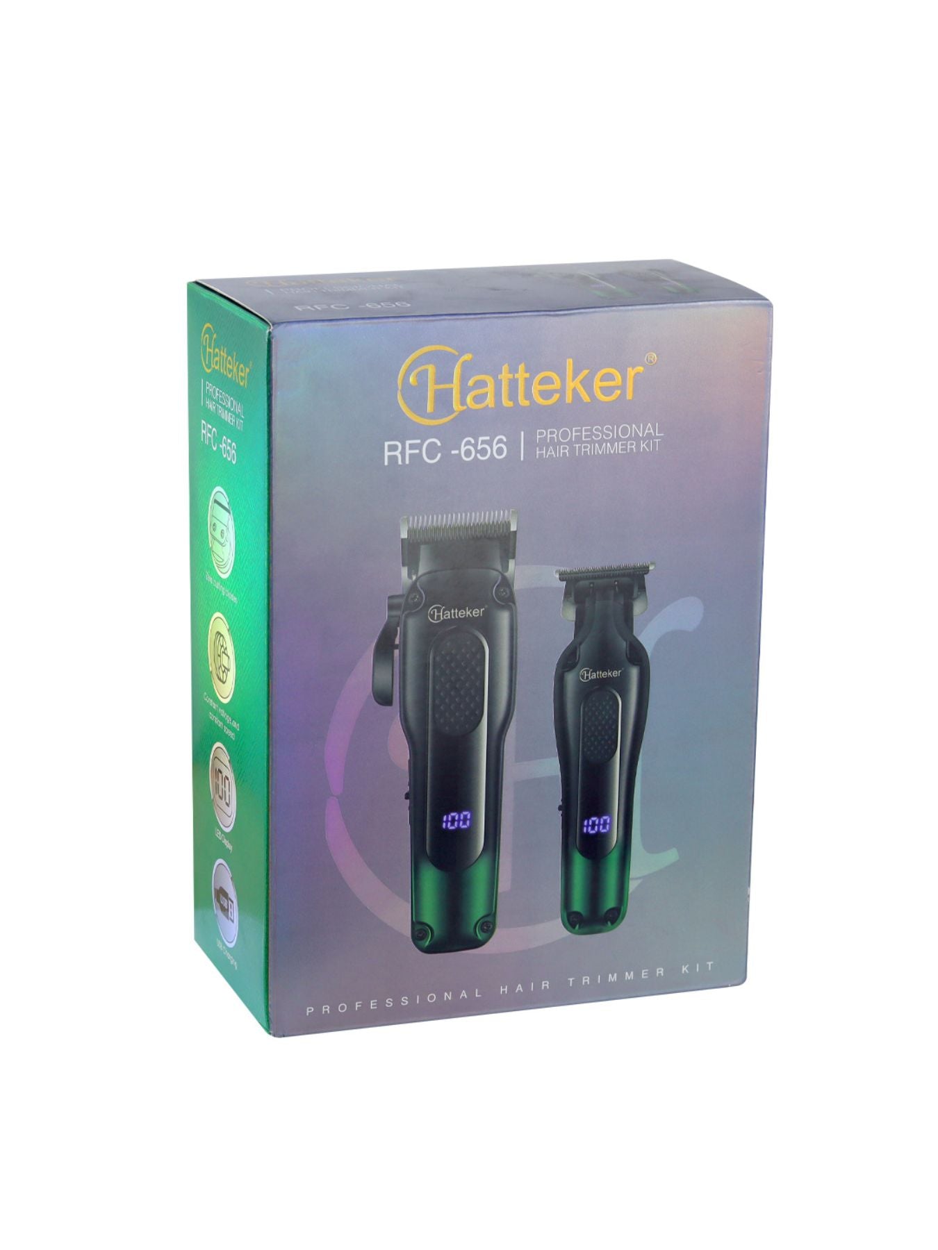 Dark green portable cordless hair clipper by Trendsi, compact design with adjustable blades for easy grooming.