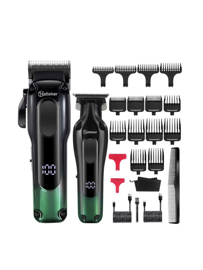 Dark green portable cordless hair clipper by Trendsi, compact design with adjustable blades for easy haircutting.