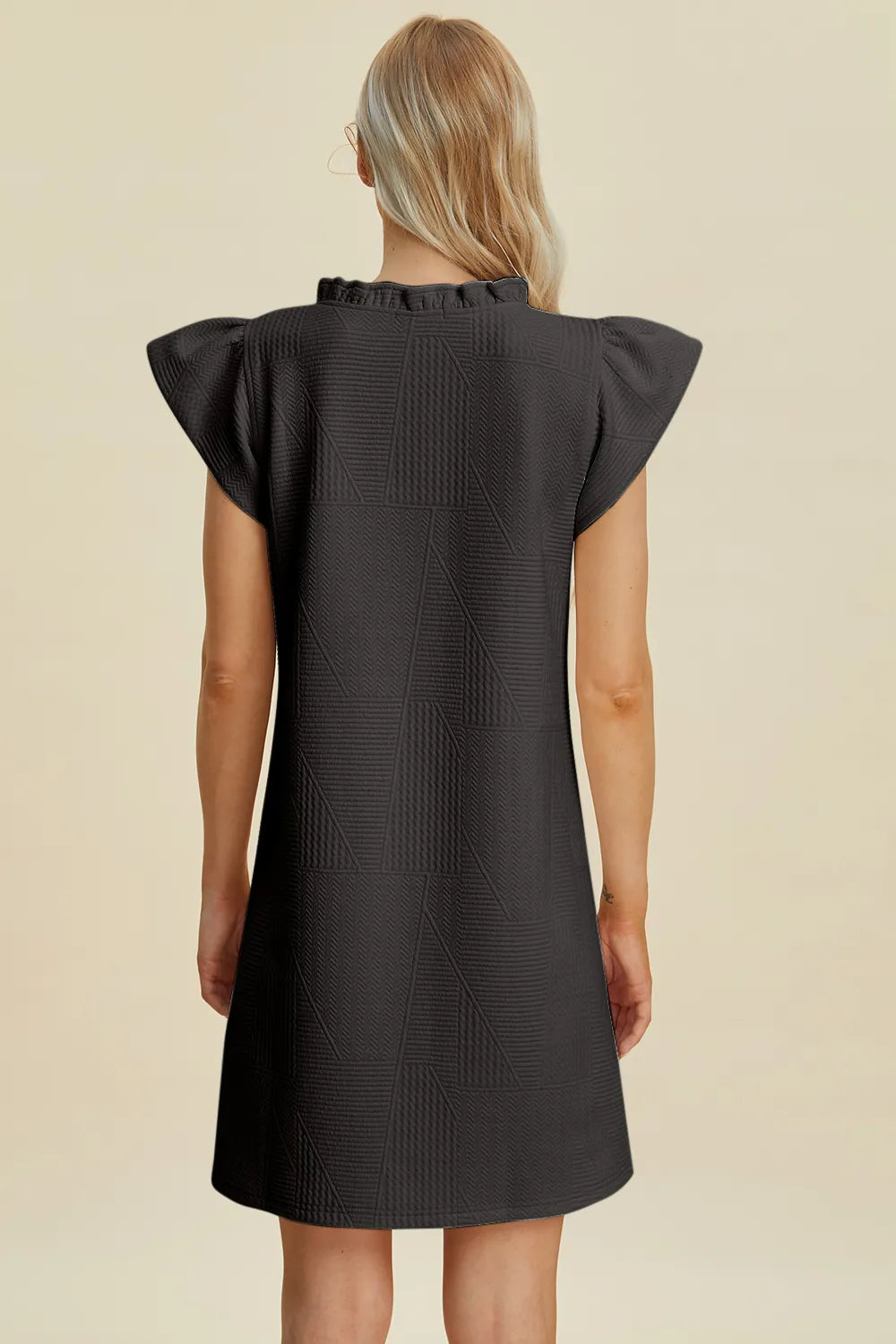 Dark green double take full-size ruffled v-neck cap sleeve dress by Trendsi, featuring a flowy silhouette and elegant ruffle details.