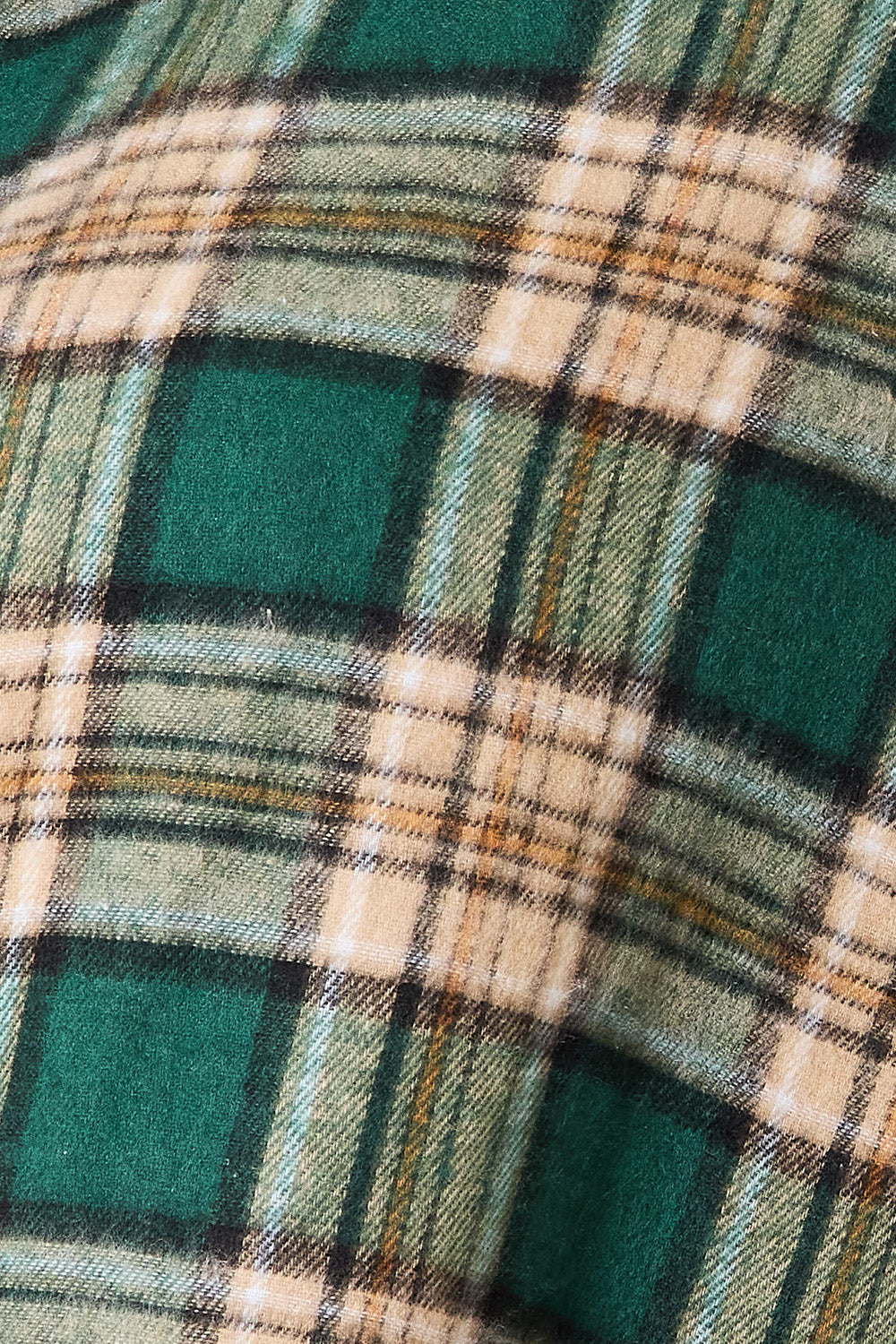 Dark green Mandy plaid long sleeve shirt with a collared neck from Trendsi, featuring a classic button-up design and plaid pattern.
