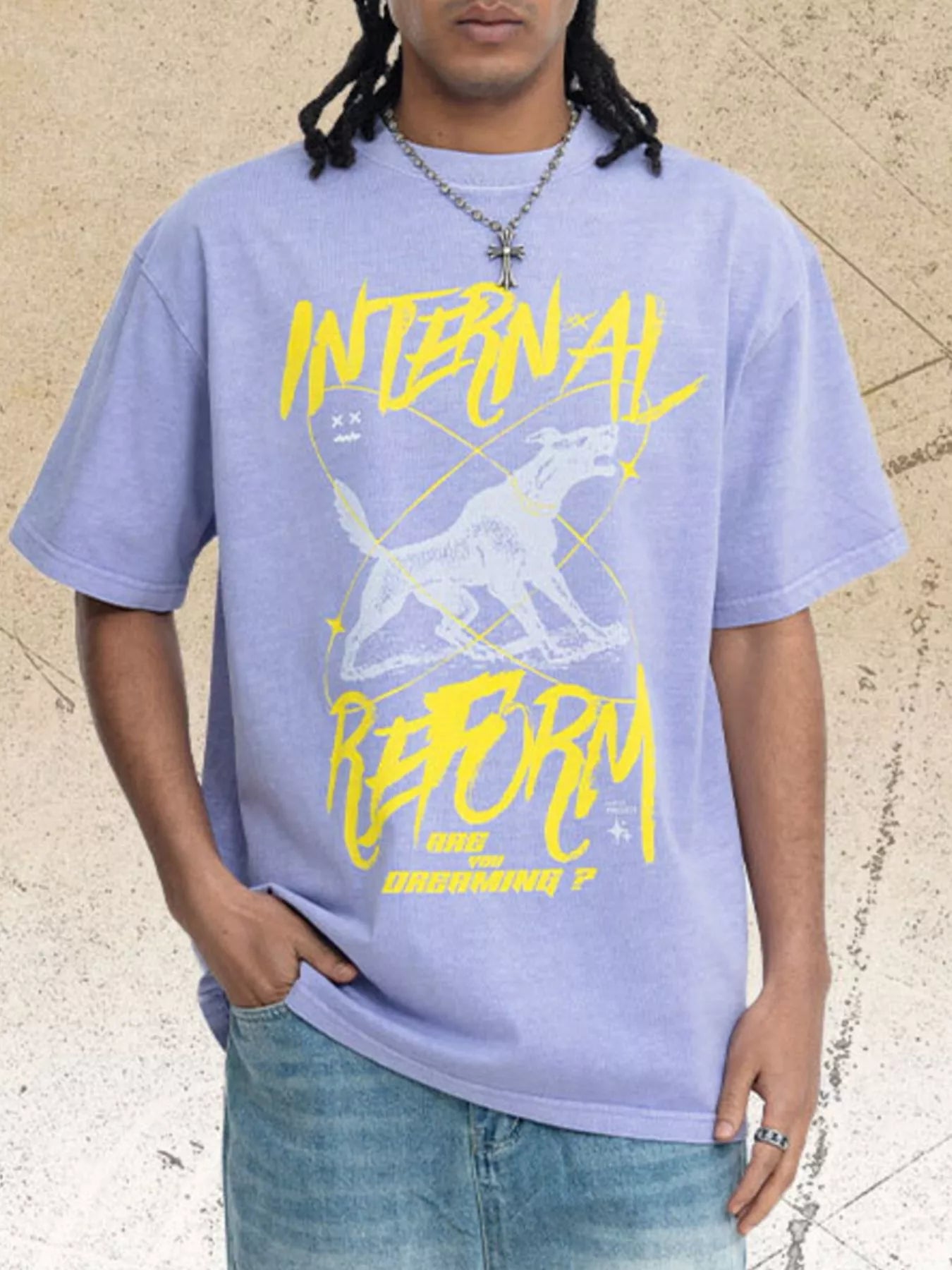 Dark green men's oversized graphic short sleeve T-shirt by Trendsi, featuring bold graphic design on soft cotton fabric.