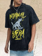 Dark green men's oversized graphic short sleeve T-shirt by Trendsi, featuring bold design on soft cotton fabric.