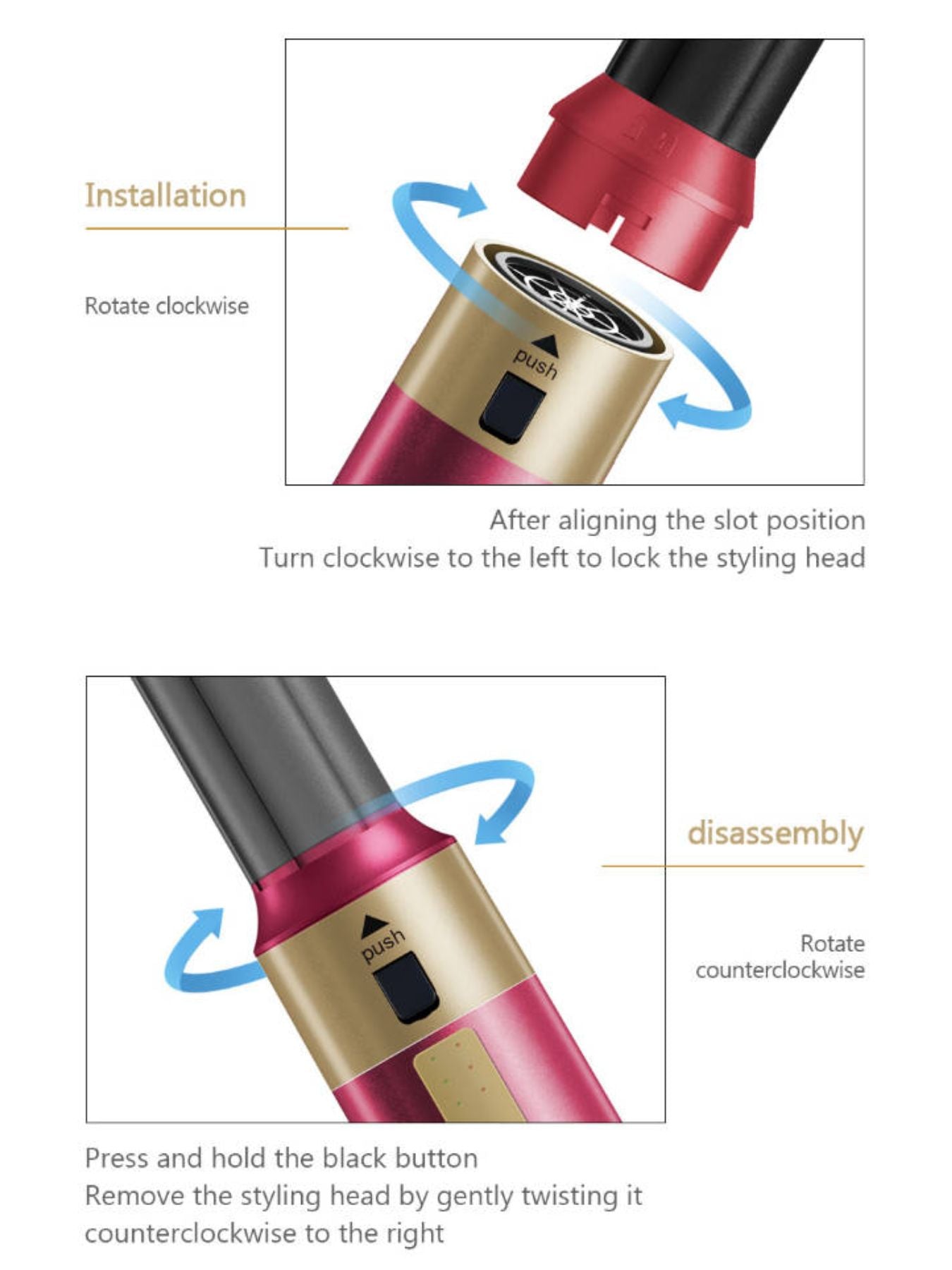 Deep red 5-in-1 interchangeable hot air brush by Trendsi with North American plug, styled for versatile hair drying and styling.
