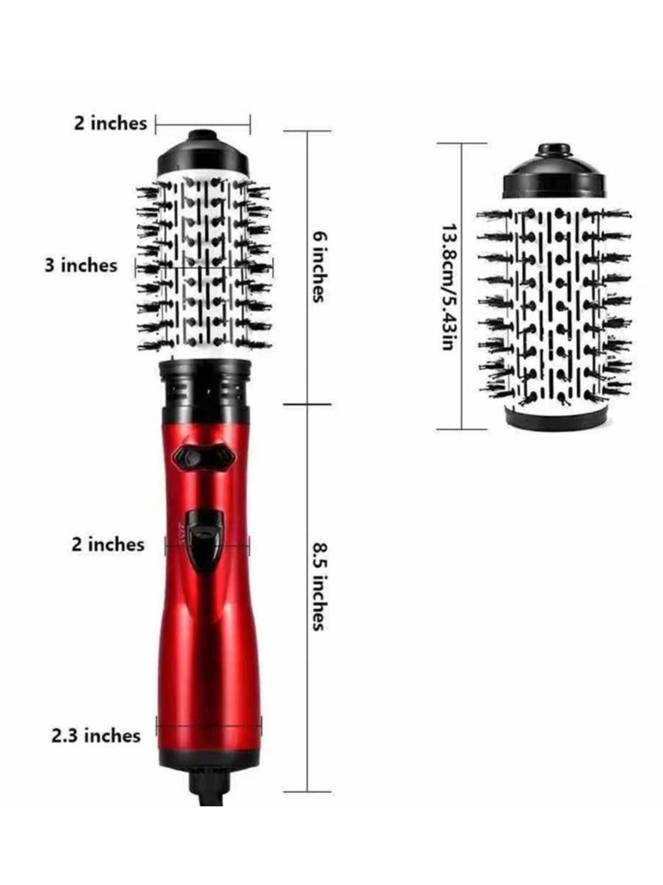 Deep red Trendsi Negative Ion Hot Air Brush with North American plug, showcasing its ergonomic design and brush bristles.
