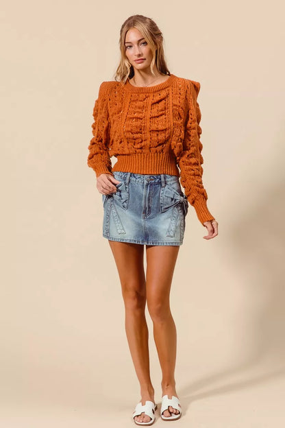 Trendsi SO ME bow knot pocket denim mini skirt featuring front pockets and a stylish high-waist design.