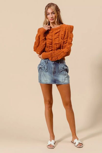 Trendsi SO ME denim mini skirt with bow knot detail and pocket accents, stylish and trendy for casual wear.