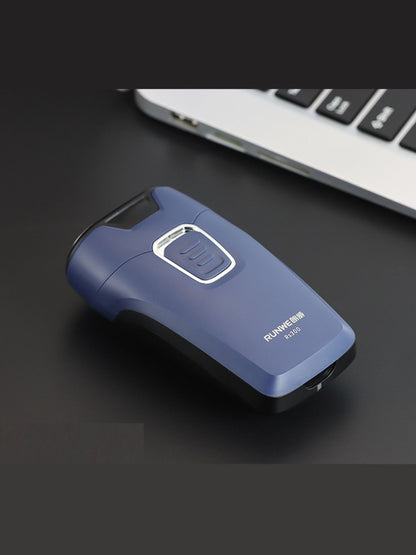 Dusty blue portable electric shaver by Trendsi with compact design and ergonomic handle for easy grooming.