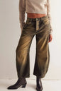 Dusty blue wide leg jeans with pockets from Trendsi, featuring a relaxed fit and classic denim style.