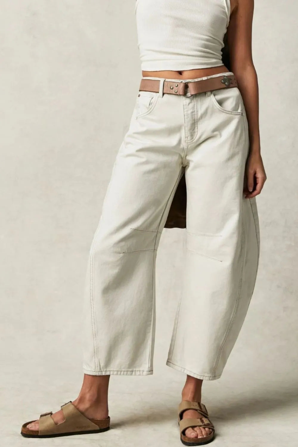 Dusty blue wide leg jeans with pockets from Trendsi, shown with a relaxed fit and casual style.