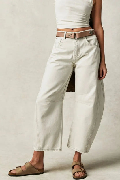 Dusty blue wide leg jeans with pockets from Trendsi, shown with a relaxed fit and casual style.