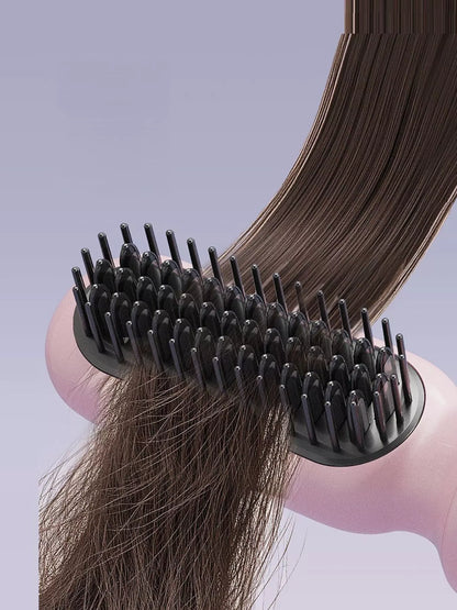 Dusty pink automatic ceramic hair curling iron with European plug, featuring rotating barrel for easy, even curls by Trendsi.