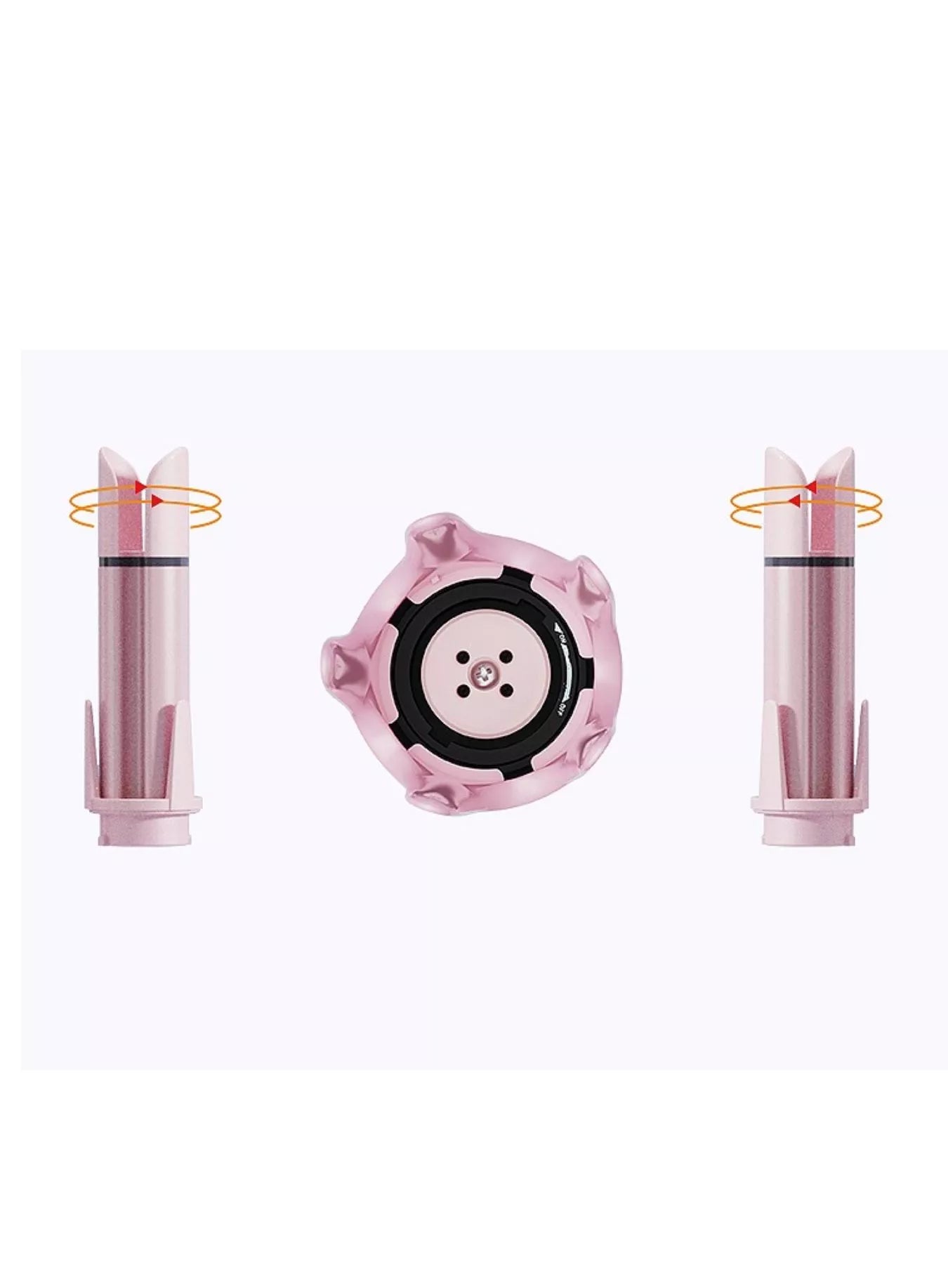 Dusty pink automatic ceramic hair curling iron with European plug, featuring rotating barrel for easy styling by Trendsi.