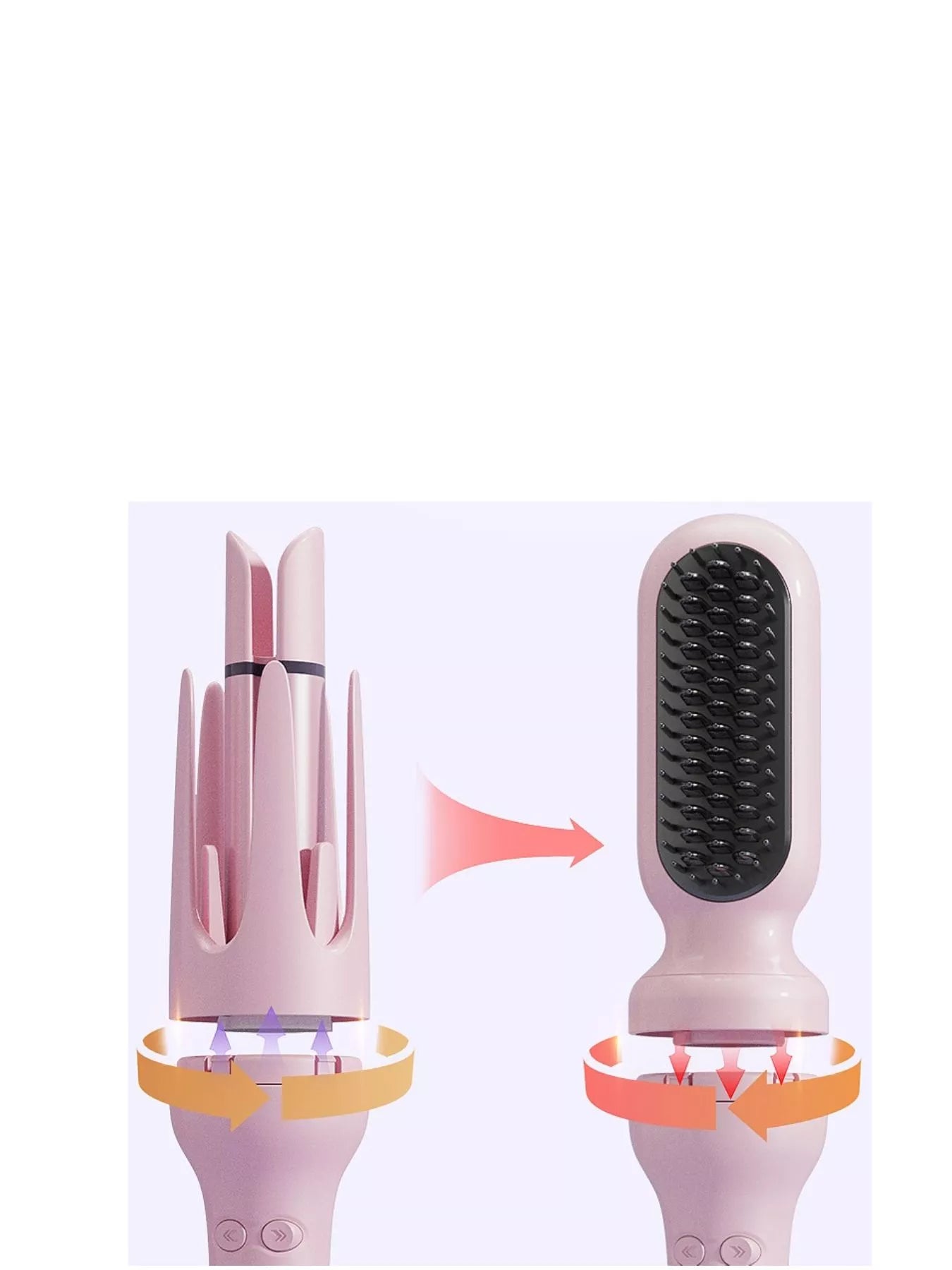 Dusty pink automatic rotating ceramic hair curling iron by Trendsi with European plug, showcasing its sleek design and curling barrel.