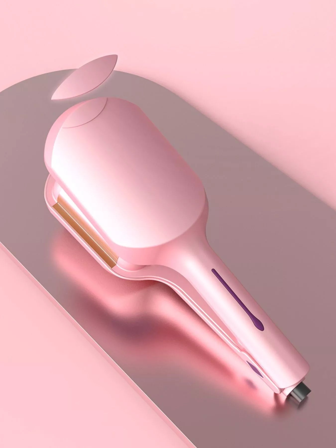 Dusty pink Trendsi fast heating curling iron with European plug, perfect for quick, stylish curls and versatile styling.