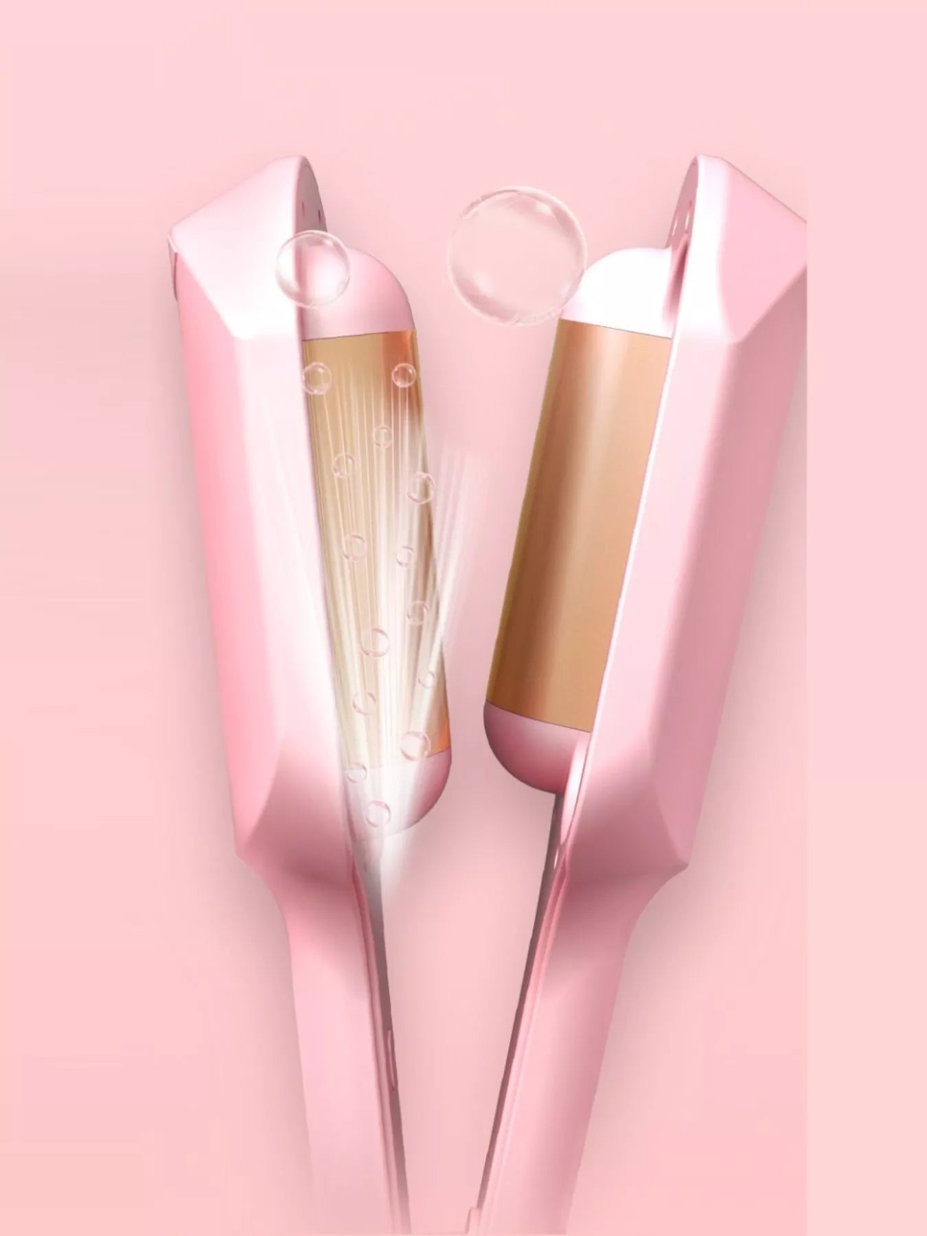 Dusty pink Trendsi fast heating curling iron with European plug, showcasing a sleek design for creating stylish curls.
