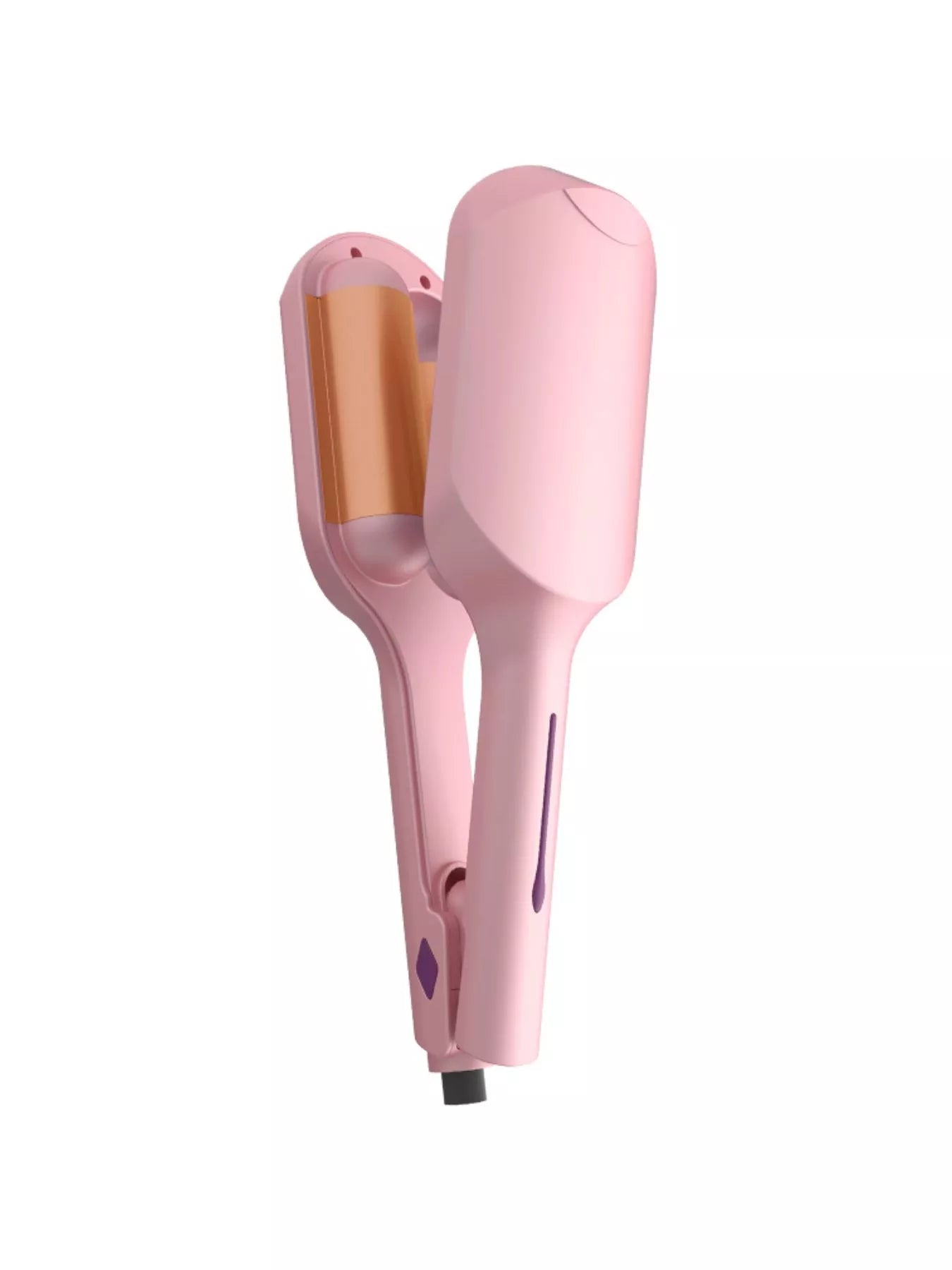 Dusty pink Trendsi fast heating curling iron with European plug, showing the barrel and handle for quick styling.
