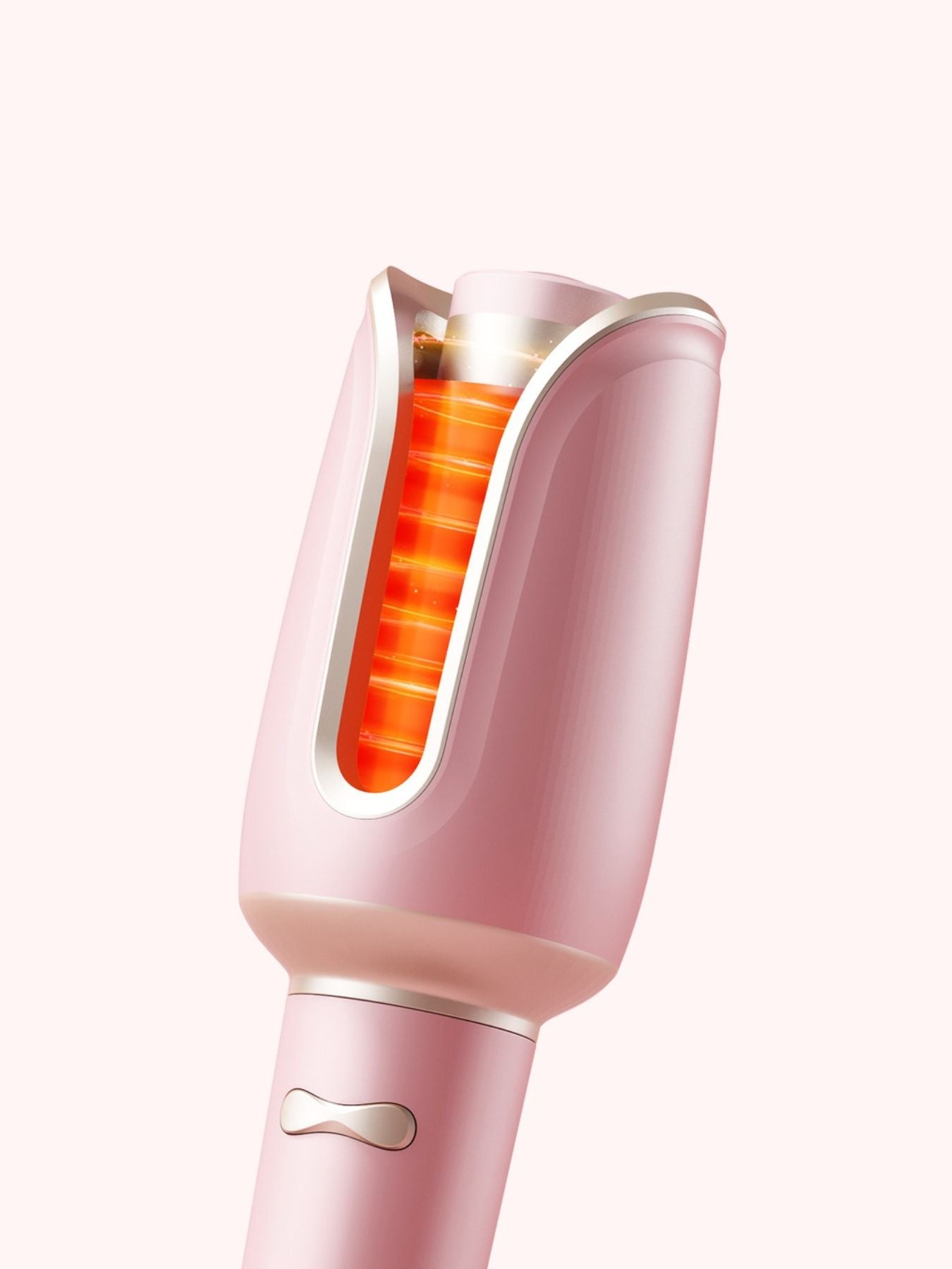 Dusty pink automatic rotating ceramic hair curling iron by Trendsi with North American plug and sleek design.