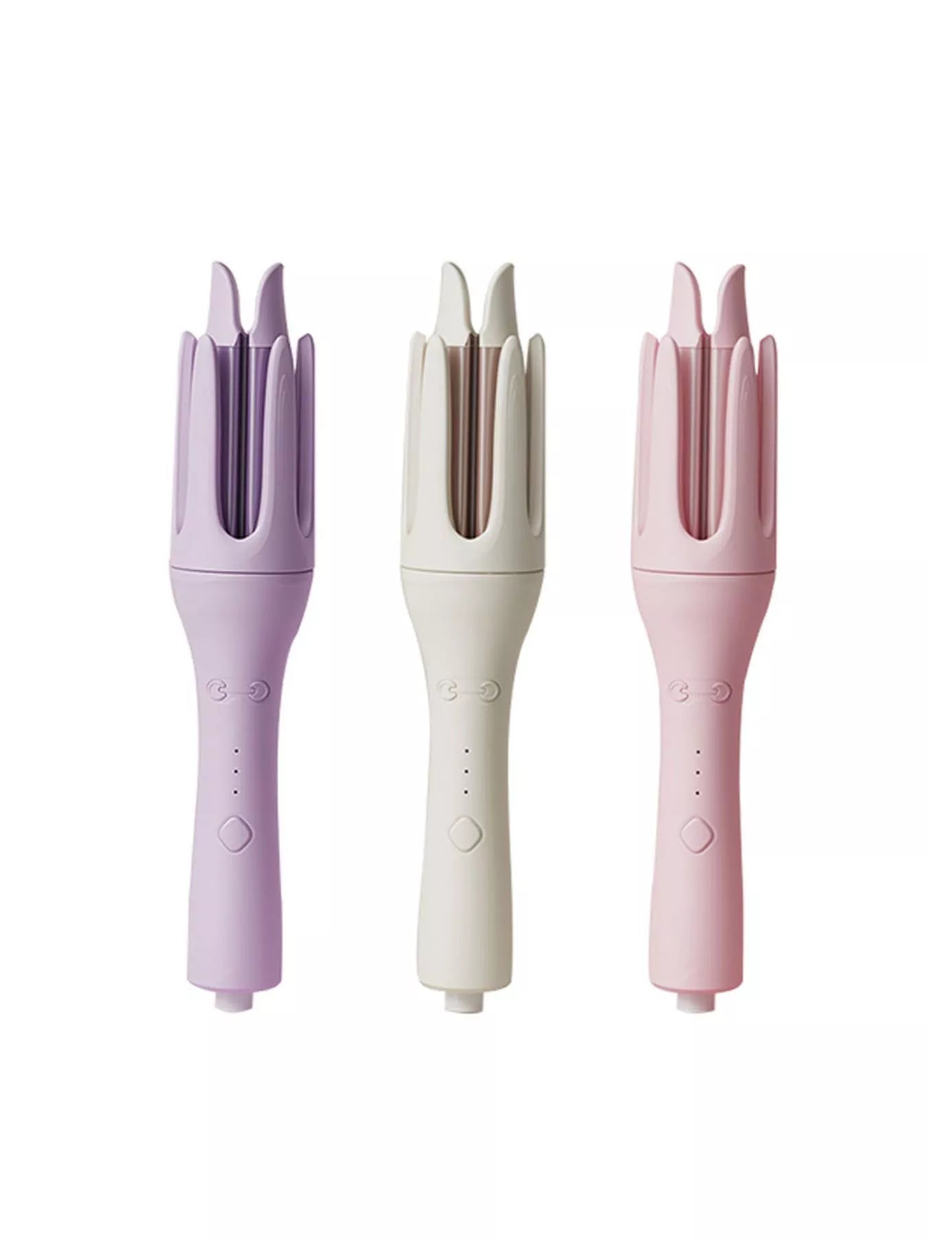 Dusty pink Trendsi automatic rotating hair curling iron with North American plug, showcasing its sleek design and rotating barrel.