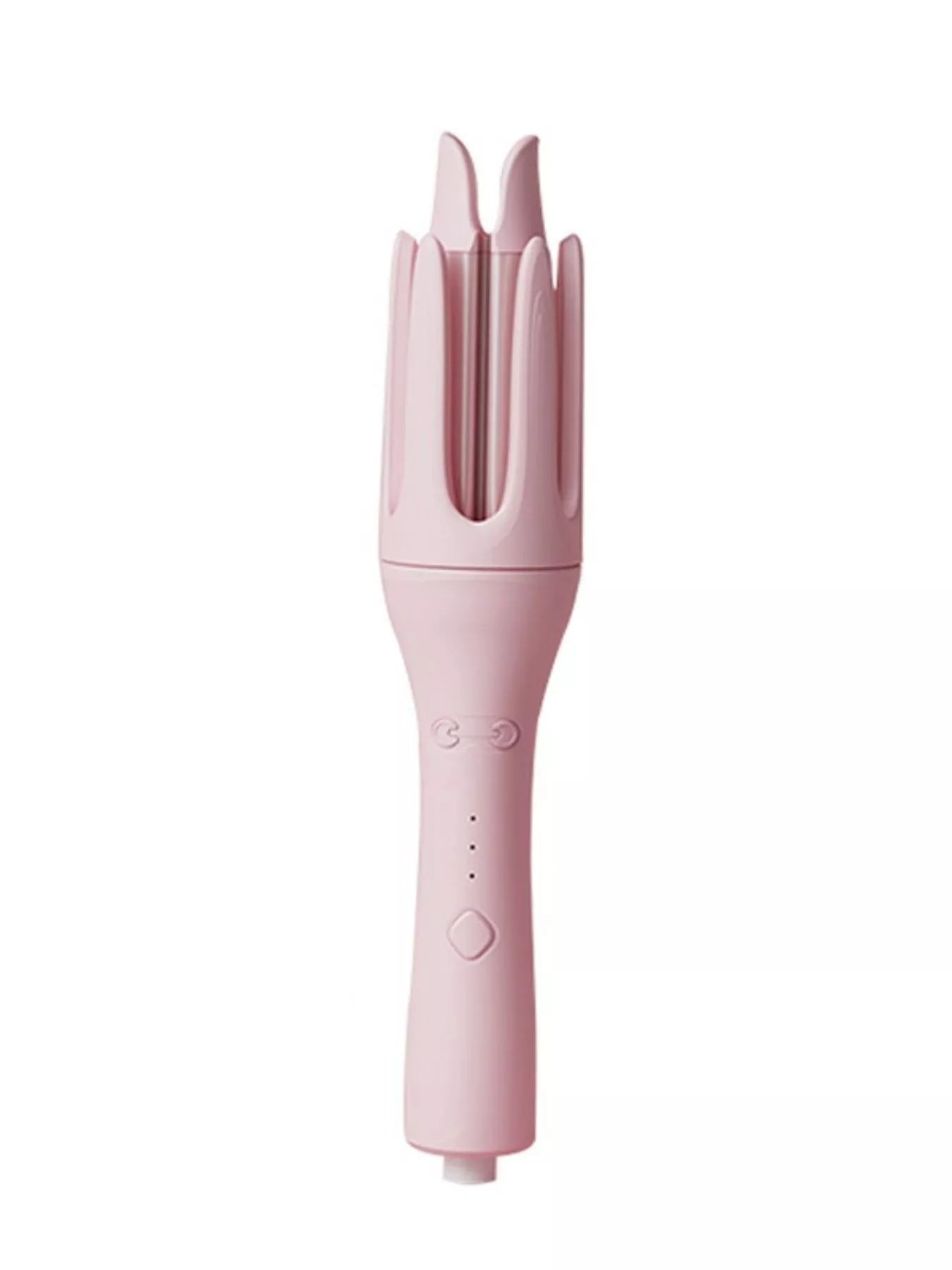Dusty pink automatic rotating hair curling iron by Trendsi with North American plug, showcasing its sleek design and rotating barrel.